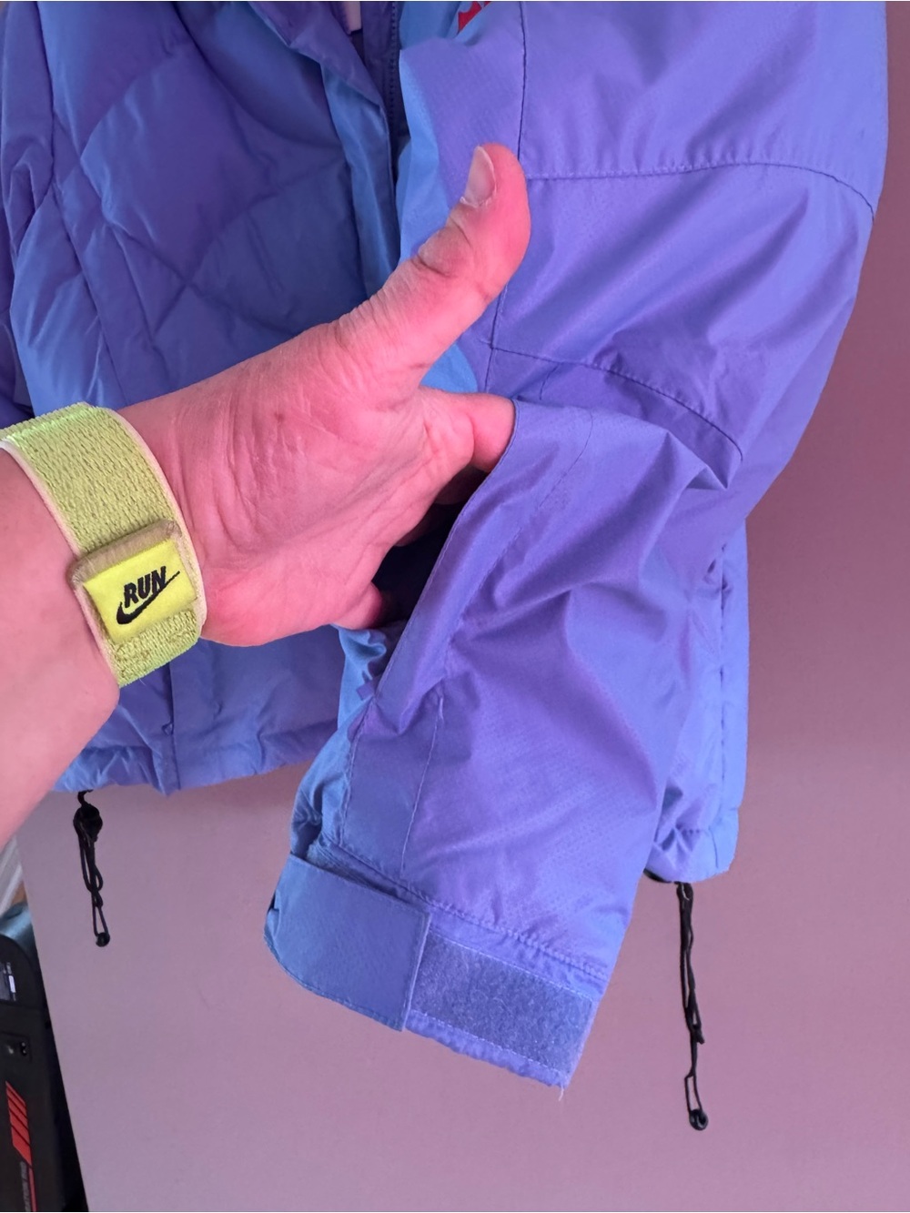 Lavender light Blue Puffer Jacket with Red Olympic embroidered logo - Picture 12 of 12